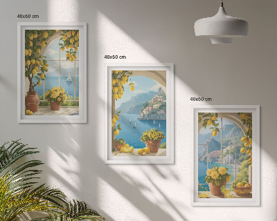 Composição de quadros moderna Paisagens do mar, limões, janelas