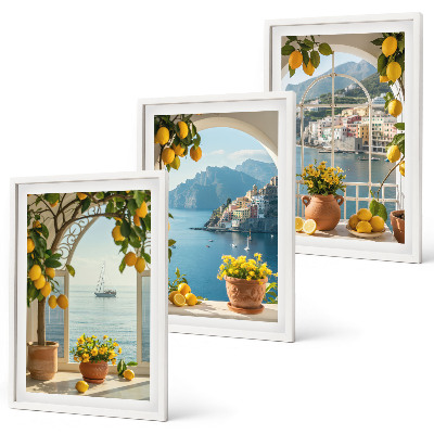 Conjunto de 3 quadros com moldura flores de limão da cidade litorânea