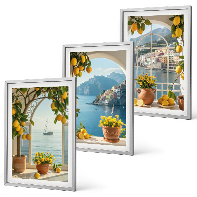 Conjunto de 3 quadros com moldura flores de limão da cidade litorânea