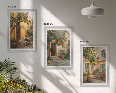 Conjunto de quadros para sala de estar Sol cítrico do jardim