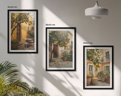 Conjunto de quadros para sala de estar Sol cítrico do jardim