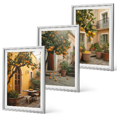 Conjunto de quadros para sala de estar Sol cítrico do jardim