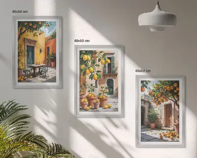 Composição de quadros moderna com frutas cítricas no jardim