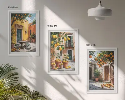 Composição de quadros moderna com frutas cítricas no jardim
