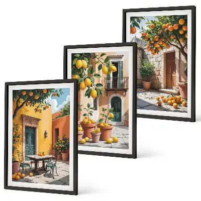 Composição de quadros moderna com frutas cítricas no jardim