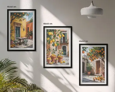 Composição de quadros moderna com frutas cítricas no jardim