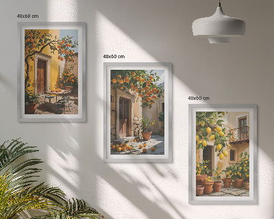 Conjunto de quadros para sala de estar Plantas cítricas para pátio