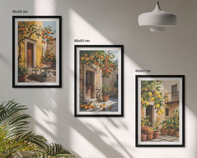 Conjunto de quadros para sala de estar Plantas cítricas para pátio