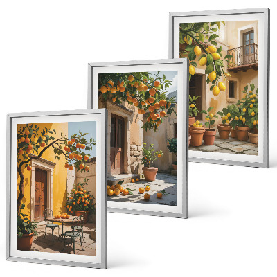 Conjunto de quadros para sala de estar Plantas cítricas para pátio