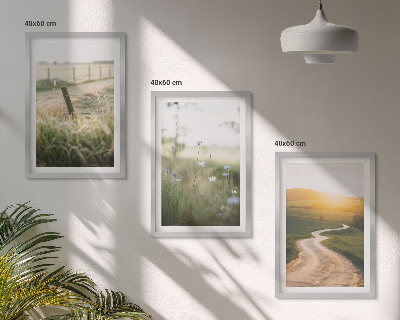 Conjunto de quadros para sala de estar Estrada oeste do prado paisagístico