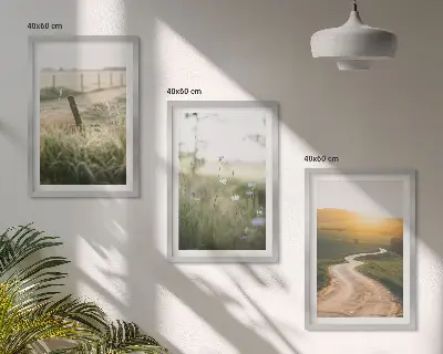 Conjunto de quadros para sala de estar paisagem estrada oeste do prado
