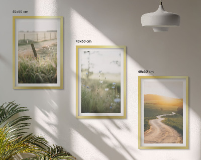 Conjunto de quadros para sala de estar Estrada oeste do prado paisagístico