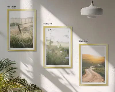 Conjunto de quadros para sala de estar paisagem estrada oeste do prado