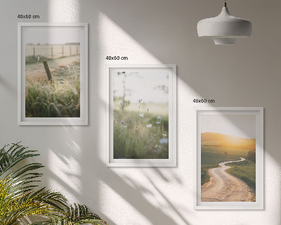 Conjunto de quadros para sala de estar Estrada oeste do prado paisagístico