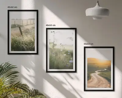 Conjunto de quadros para sala de estar paisagem estrada oeste do prado