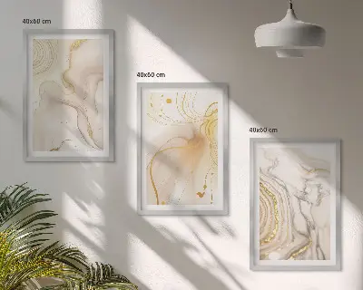 Conjunto de 3 quadros com moldura com padrões abstratos sutis