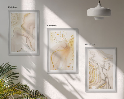 Conjunto de 3 quadros com moldura Padrões abstratos sutis