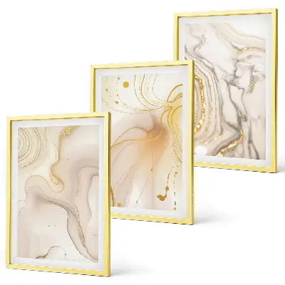Conjunto de 3 quadros com moldura com padrões abstratos sutis