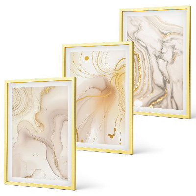 Conjunto de 3 quadros com moldura Padrões abstratos sutis