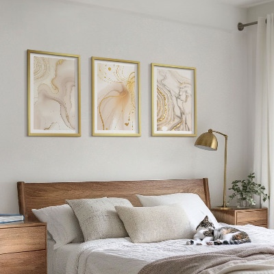 Conjunto de 3 quadros com moldura Padrões abstratos sutis
