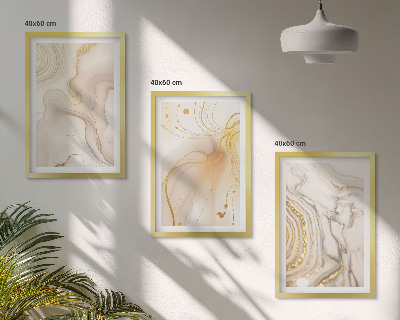 Conjunto de 3 quadros com moldura Padrões abstratos sutis