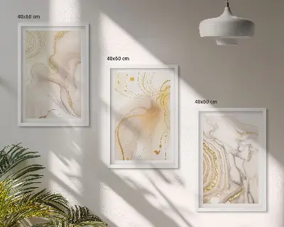 Conjunto de 3 quadros com moldura com padrões abstratos sutis