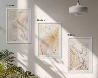Conjunto de 3 quadros com moldura Padrões abstratos sutis