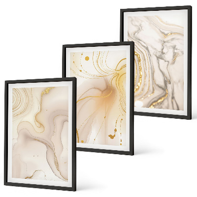 Conjunto de 3 quadros com moldura Padrões abstratos sutis