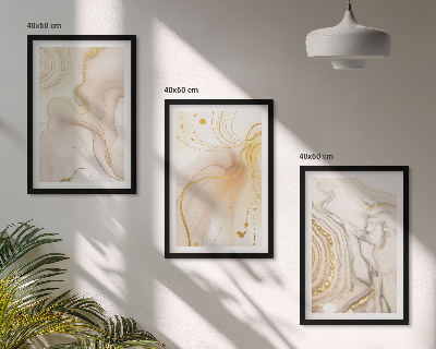 Conjunto de 3 quadros com moldura Padrões abstratos sutis