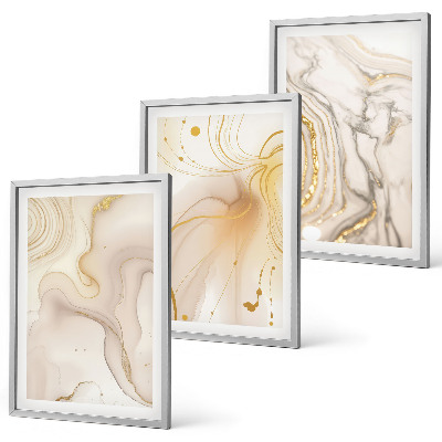 Conjunto de 3 quadros com moldura Padrões abstratos sutis