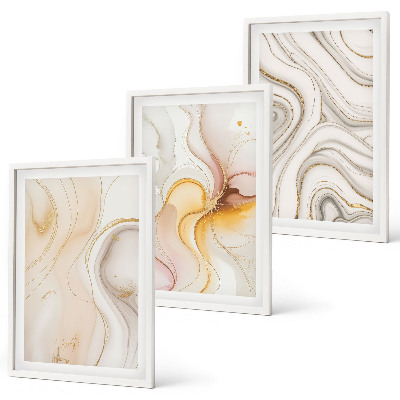 Conjunto de quadros para sala de estar Padrões abstratos em tons quentes