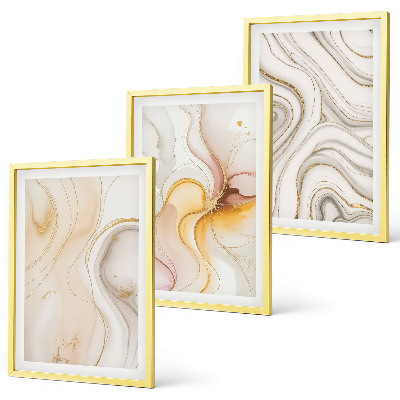 Conjunto de quadros para sala de estar Padrões abstratos em tons quentes