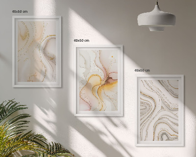 Conjunto de quadros para sala de estar Padrões abstratos em tons quentes