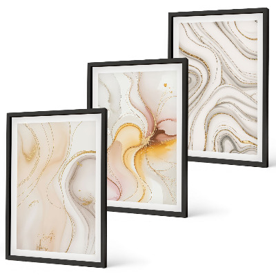 Conjunto de quadros para sala de estar Padrões abstratos em tons quentes
