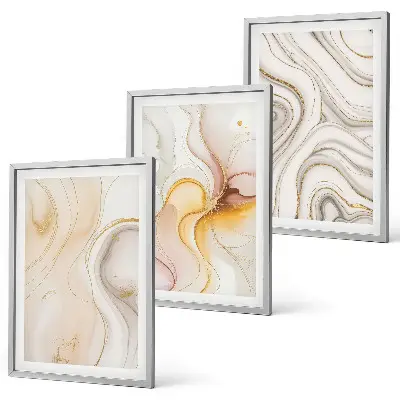 Conjunto de quadros para sala de estar com padrões abstratos em tons quentes