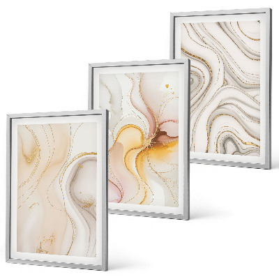 Conjunto de quadros para sala de estar Padrões abstratos em tons quentes