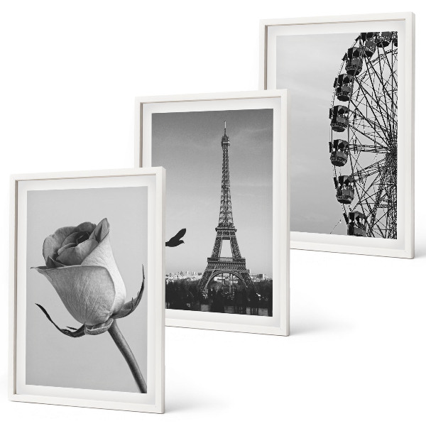 Composição de quadros moderna Rosa Torre Eiffel Roda-gigante