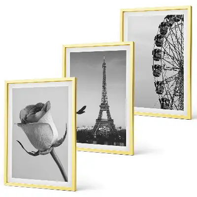 Composição de quadros moderna com a Torre Eiffel e roda-gigante estilo rosa
