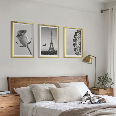 Composição de quadros moderna Rosa Torre Eiffel Roda-gigante