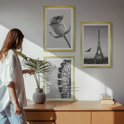 Composição de quadros moderna Rosa Torre Eiffel Roda-gigante