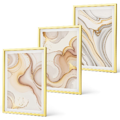 Conjunto de 3 quadros com moldura Motivos abstratos lineares