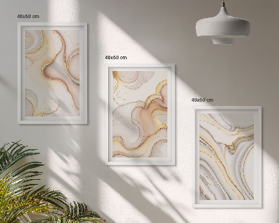 Conjunto de 3 quadros com moldura Motivos abstratos lineares
