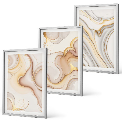 Conjunto de 3 quadros com moldura Motivos abstratos lineares
