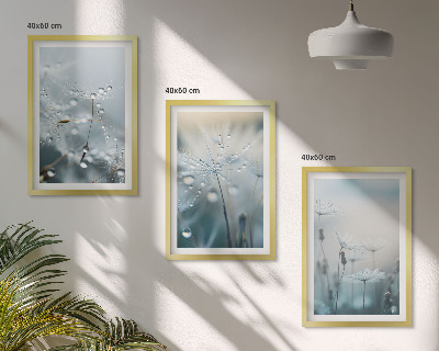 Composição de quadros moderna Gotas de orvalho em dentes-de-leão