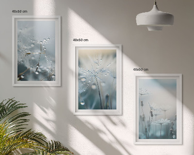 Composição de quadros moderna Gotas de orvalho em dentes-de-leão