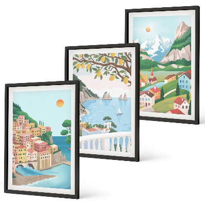 Composição de quadros moderna Vistas em tons pastel da praia