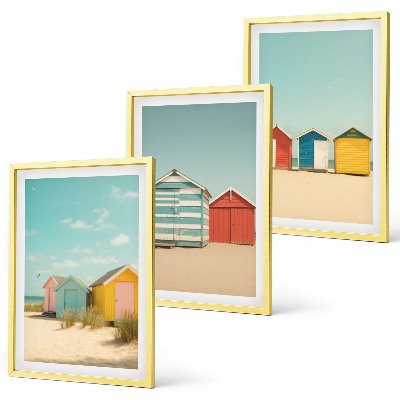 Conjunto de quadros para sala de estar Casas coloridas, praia, sol