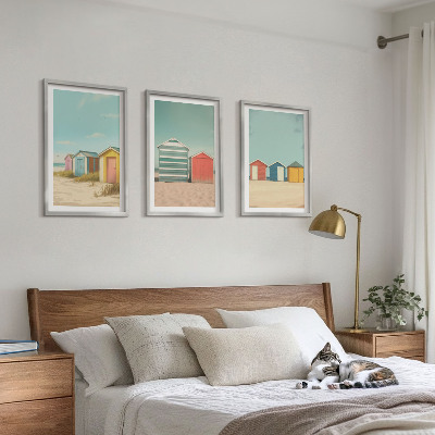 Composição de quadros moderna Casas coloridas, praia, sol