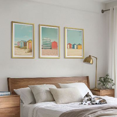 Composição de quadros moderna Casas coloridas, praia, sol