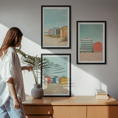 Composição de quadros moderna Casas coloridas, praia, sol